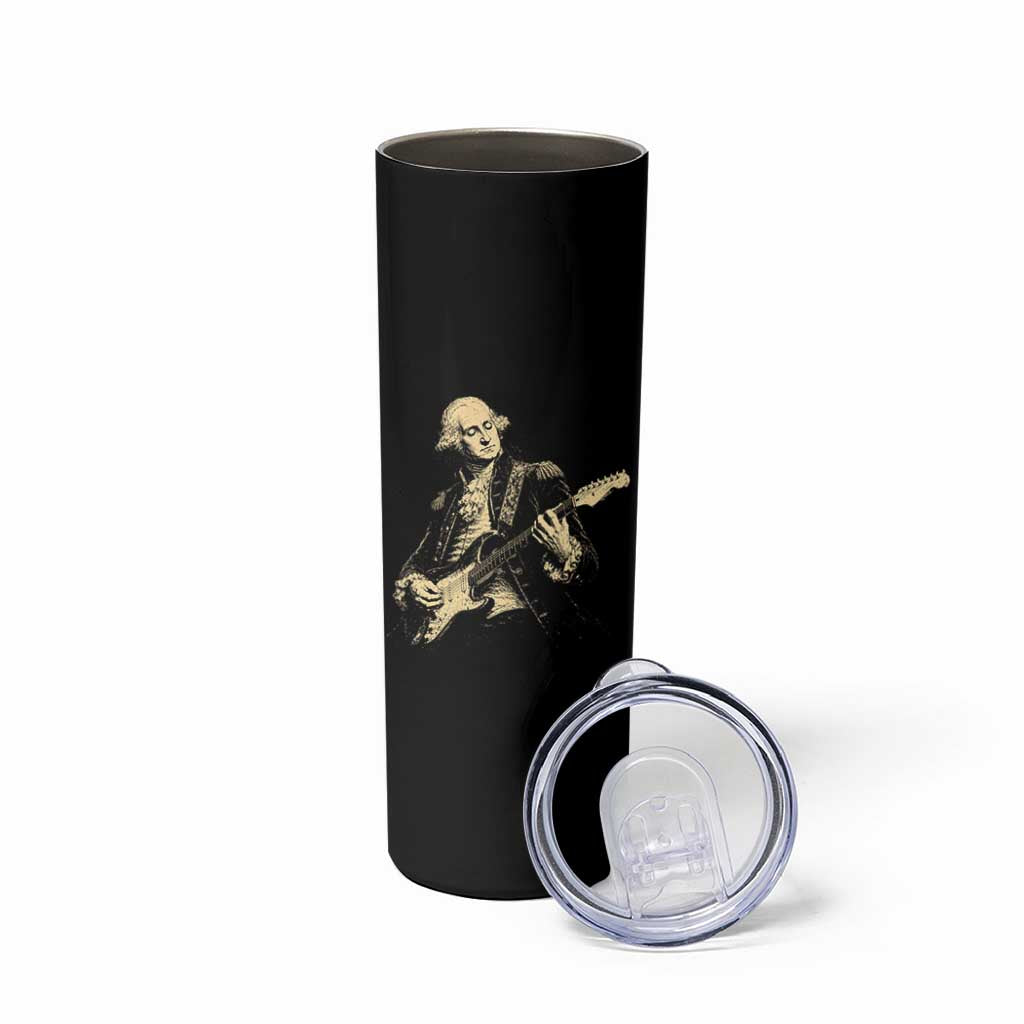George Washington Rock Star Vintage Portrait Skinny Tumbler Funny Electric Guitar Player Founding Father Retro Aesthetic Patriotic Graphic