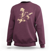 George Washington Rock Star Vintage Portrait Sweatshirt Funny Electric Guitar Player Founding Father Retro Aesthetic Patriotic Graphic