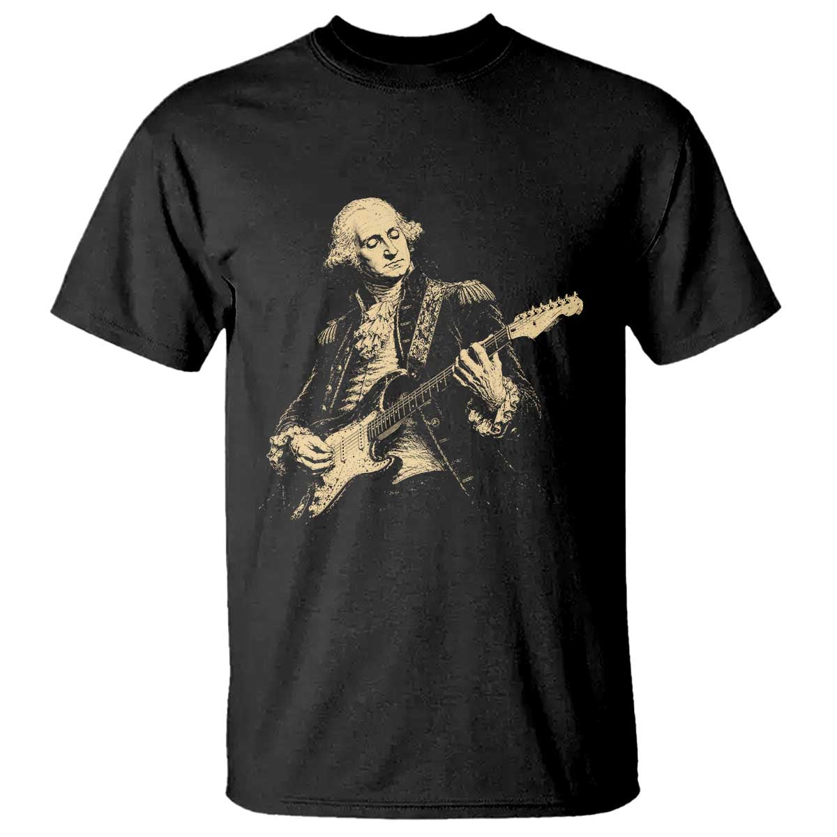 George Washington Rock Star Vintage Portrait T Shirt Funny Electric Guitar Player Founding Father Retro Aesthetic Patriotic Graphic