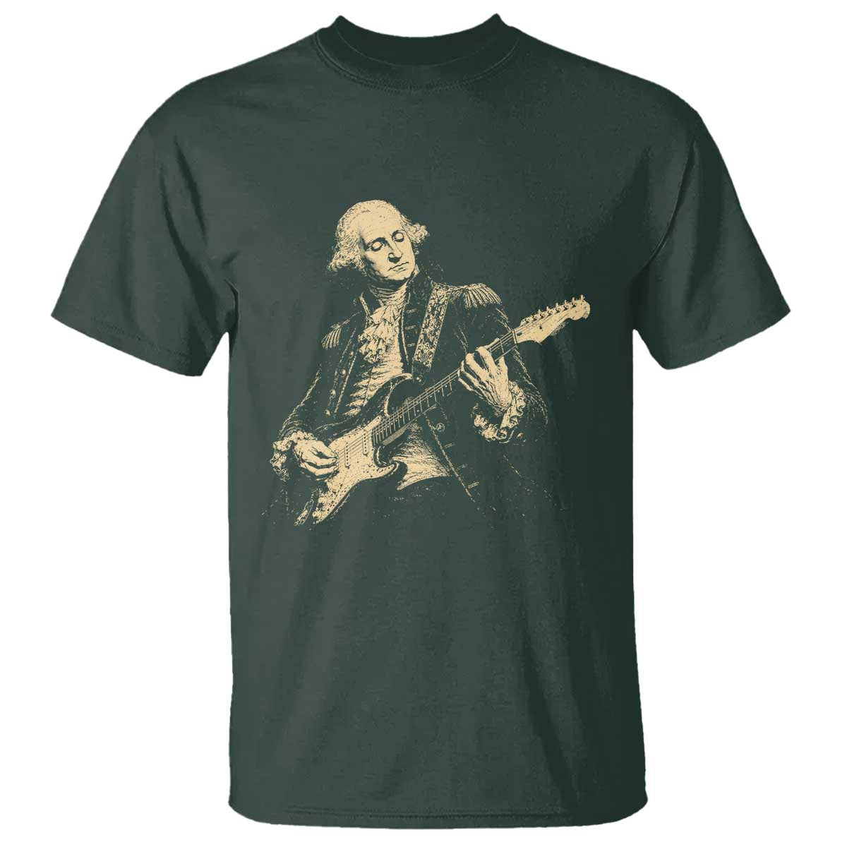 George Washington Rock Star Vintage Portrait T Shirt Funny Electric Guitar Player Founding Father Retro Aesthetic Patriotic Graphic