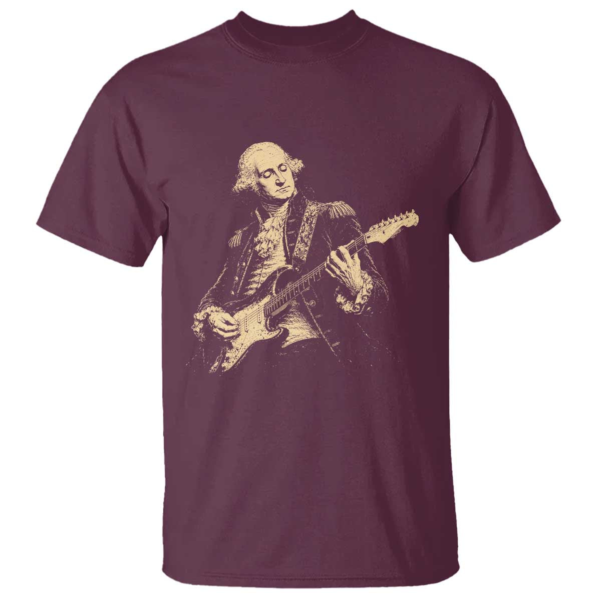 George Washington Rock Star Vintage Portrait T Shirt Funny Electric Guitar Player Founding Father Retro Aesthetic Patriotic Graphic