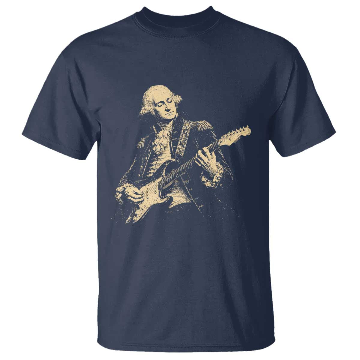 George Washington Rock Star Vintage Portrait T Shirt Funny Electric Guitar Player Founding Father Retro Aesthetic Patriotic Graphic
