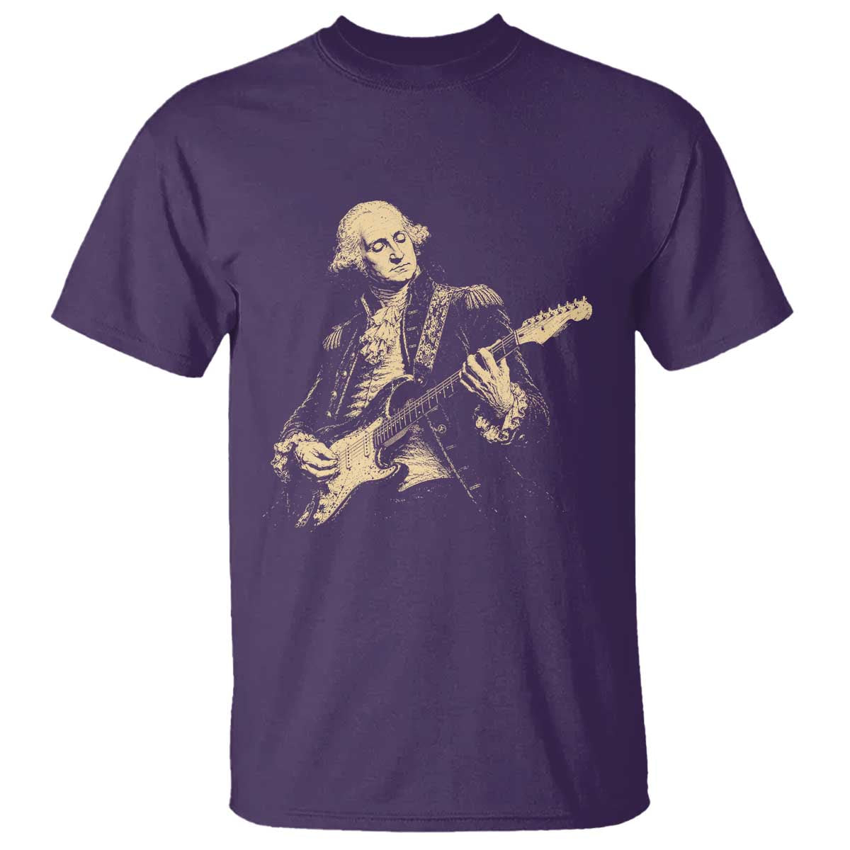George Washington Rock Star Vintage Portrait T Shirt Funny Electric Guitar Player Founding Father Retro Aesthetic Patriotic Graphic