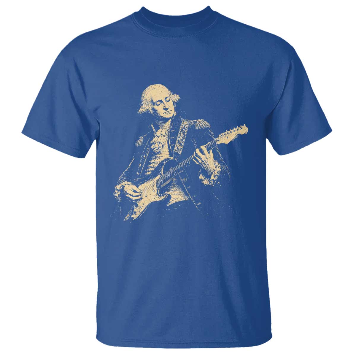 George Washington Rock Star Vintage Portrait T Shirt Funny Electric Guitar Player Founding Father Retro Aesthetic Patriotic Graphic