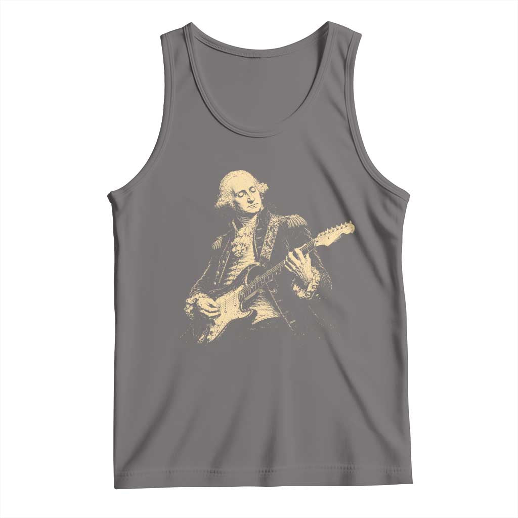 George Washington Rock Star Vintage Portrait Tank Top Funny Electric Guitar Player Founding Father Retro Aesthetic Patriotic Graphic
