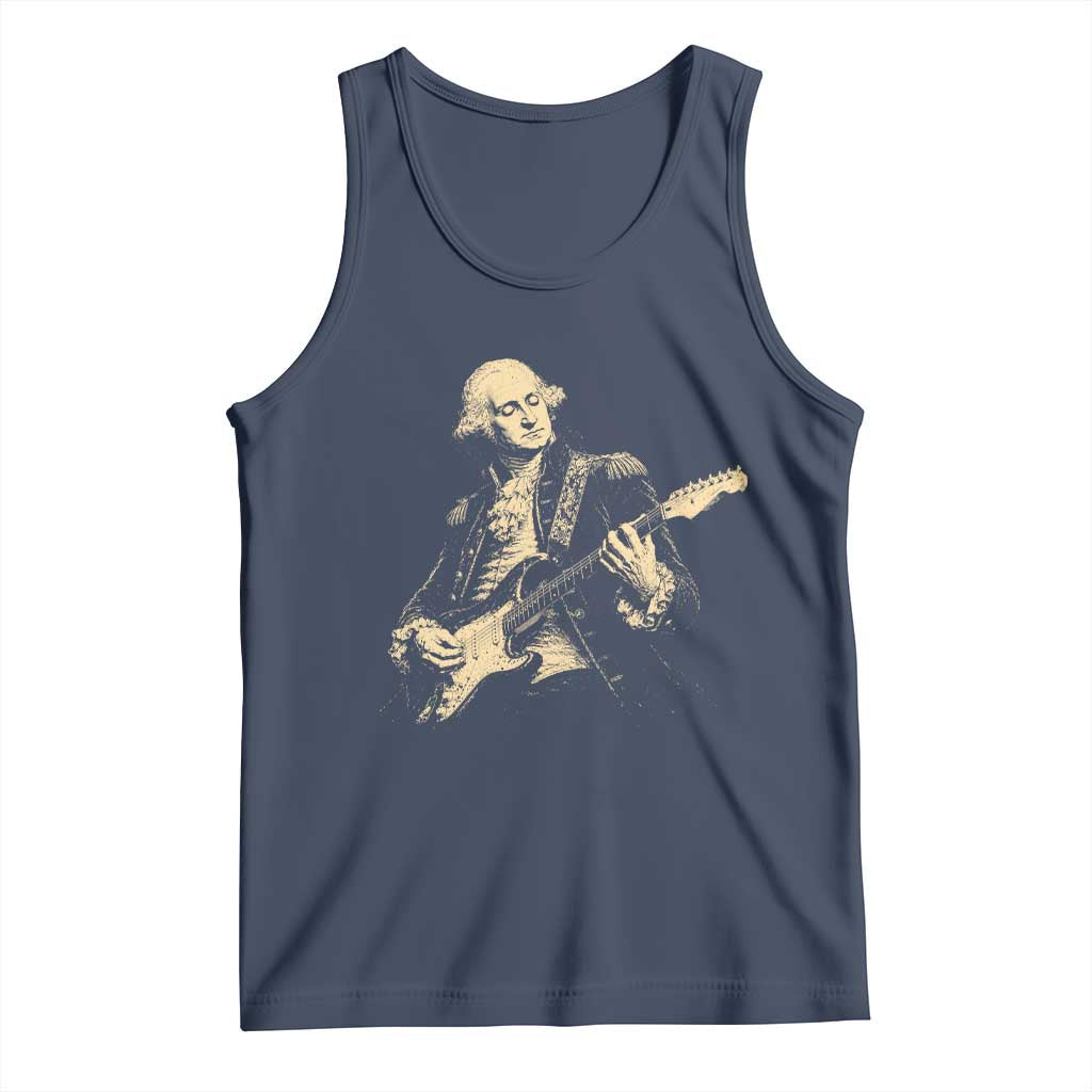 George Washington Rock Star Vintage Portrait Tank Top Funny Electric Guitar Player Founding Father Retro Aesthetic Patriotic Graphic