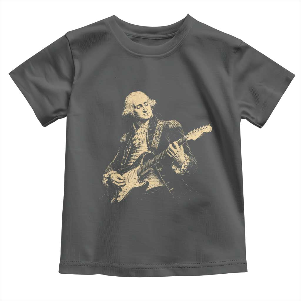 George Washington Rock Star Vintage Portrait Toddler T Shirt Funny Electric Guitar Player Founding Father Retro Aesthetic Patriotic Graphic