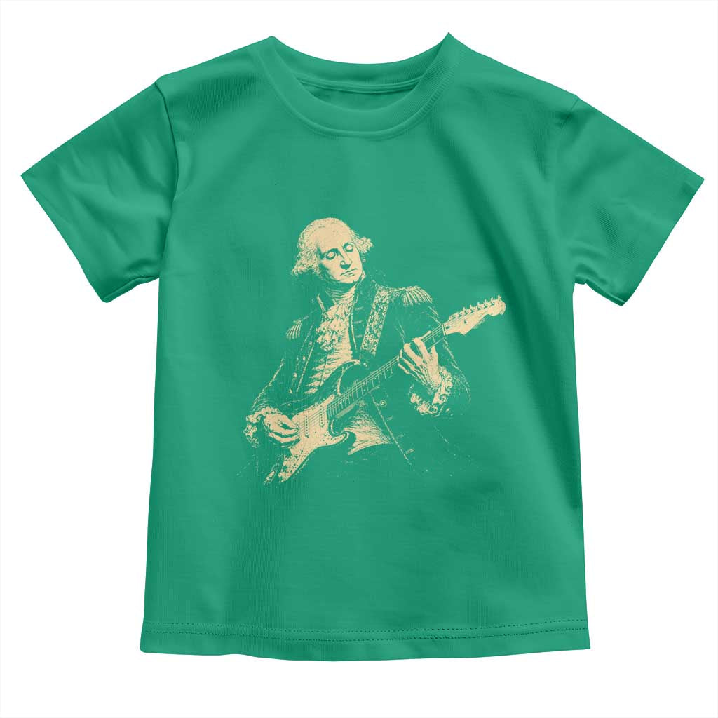 George Washington Rock Star Vintage Portrait Toddler T Shirt Funny Electric Guitar Player Founding Father Retro Aesthetic Patriotic Graphic