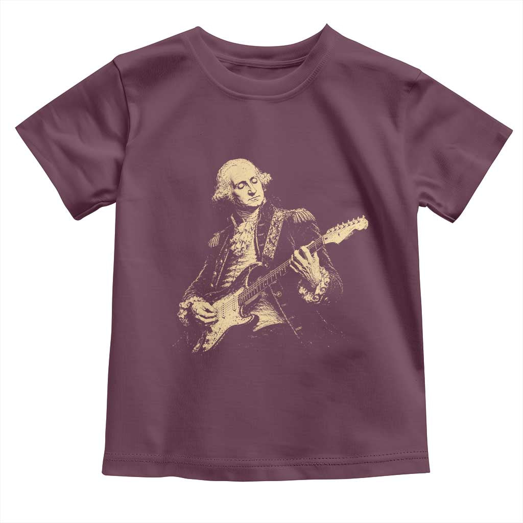 George Washington Rock Star Vintage Portrait Toddler T Shirt Funny Electric Guitar Player Founding Father Retro Aesthetic Patriotic Graphic
