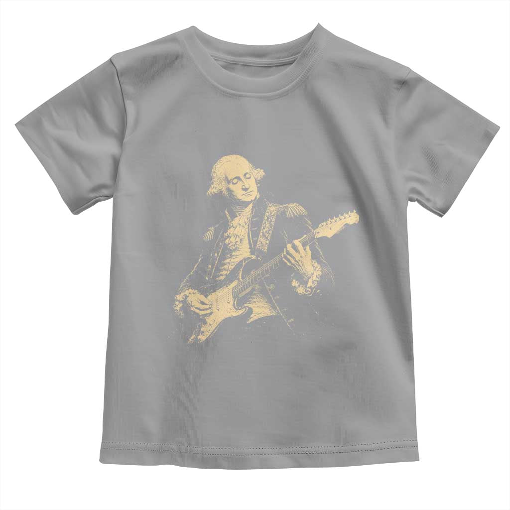 George Washington Rock Star Vintage Portrait Toddler T Shirt Funny Electric Guitar Player Founding Father Retro Aesthetic Patriotic Graphic
