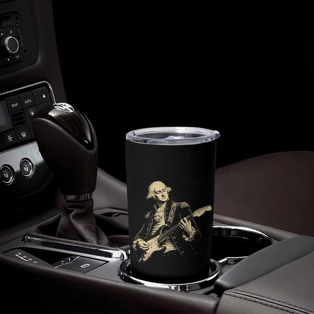 George Washington Rock Star Vintage Portrait Tumbler Cup Funny Electric Guitar Player Founding Father Retro Aesthetic Patriotic Graphic