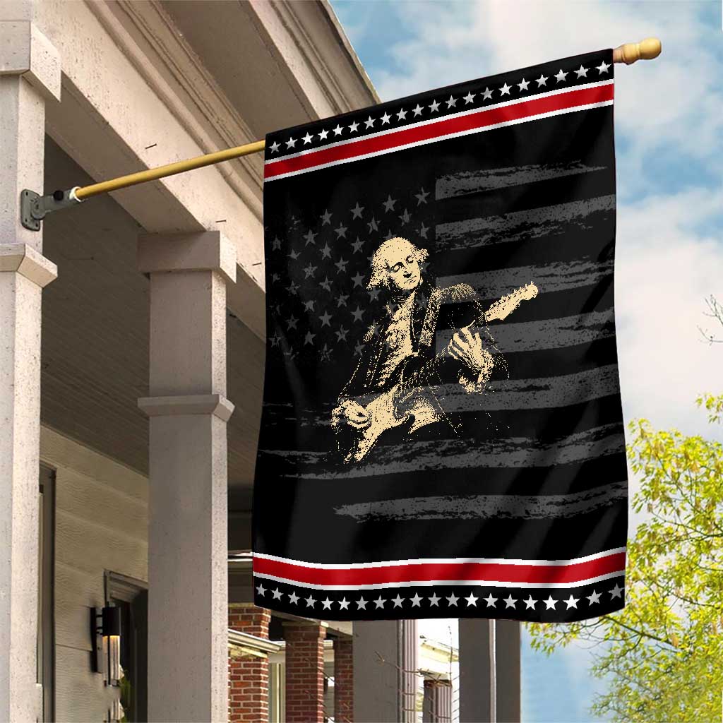 George Washington Rock Star Vintage Portrait Patriotic Garden Flag Funny Electric Guitar Player Founding Father Retro Aesthetic Graphic