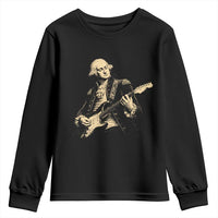 George Washington Rock Star Vintage Portrait Youth Sweatshirt Funny Electric Guitar Player Founding Father Retro Aesthetic Patriotic Graphic