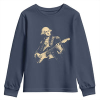 George Washington Rock Star Vintage Portrait Youth Sweatshirt Funny Electric Guitar Player Founding Father Retro Aesthetic Patriotic Graphic