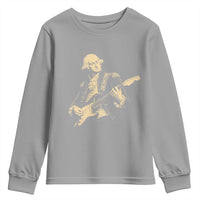 George Washington Rock Star Vintage Portrait Youth Sweatshirt Funny Electric Guitar Player Founding Father Retro Aesthetic Patriotic Graphic