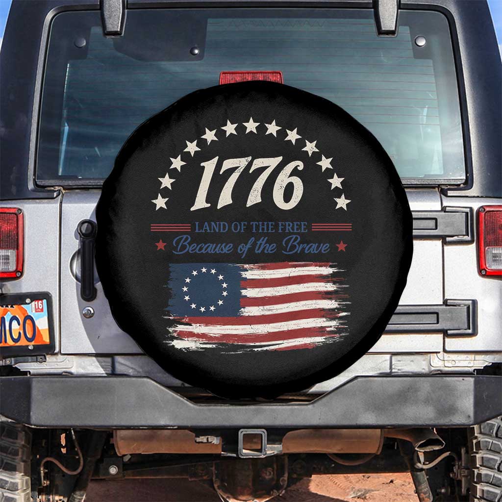 1776 Land of the Free Distressed Arch Graphic Spare Tire Cover Vintage Betsy Ross American Flag Stars Retro Patriotic