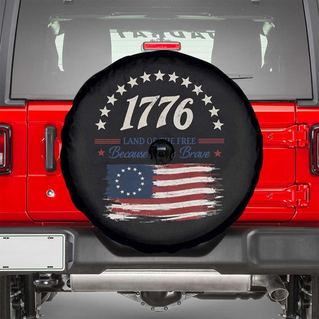1776 Land of the Free Distressed Arch Graphic Spare Tire Cover Vintage Betsy Ross American Flag Stars Retro Patriotic