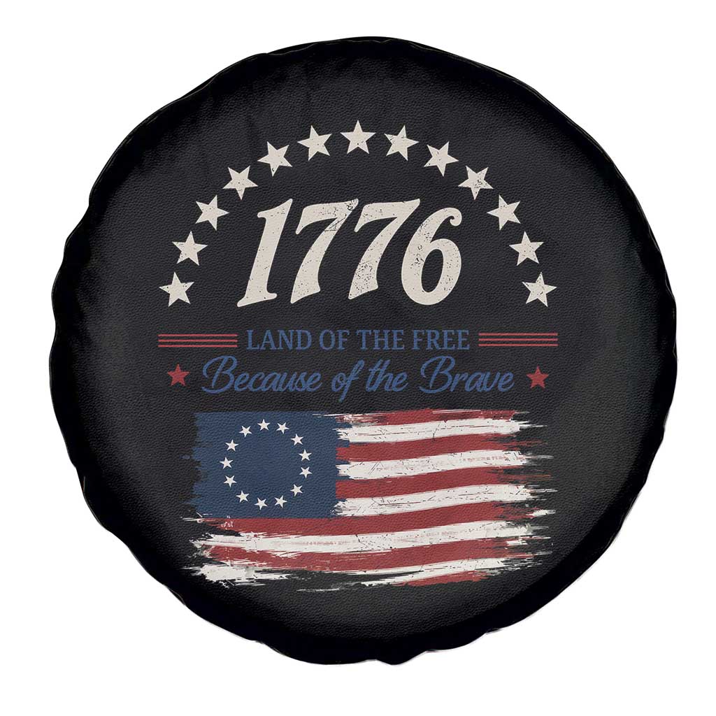 1776 Land of the Free Distressed Arch Graphic Spare Tire Cover Vintage Betsy Ross American Flag Stars Retro Patriotic