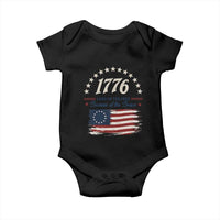 1776 Land of the Free Distressed Arch Graphic Baby Onesie Vintage Betsy Ross American Flag Stars Retro Patriotic
