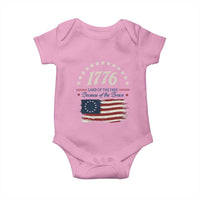 1776 Land of the Free Distressed Arch Graphic Baby Onesie Vintage Betsy Ross American Flag Stars Retro Patriotic