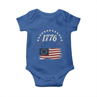 1776 Land of the Free Distressed Arch Graphic Baby Onesie Vintage Betsy Ross American Flag Stars Retro Patriotic