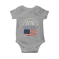 1776 Land of the Free Distressed Arch Graphic Baby Onesie Vintage Betsy Ross American Flag Stars Retro Patriotic