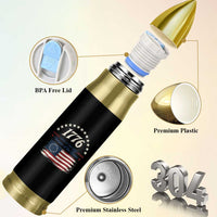 1776 Land of the Free Distressed Arch Graphic Bullet Tumbler Vintage Betsy Ross American Flag Stars Retro Patriotic