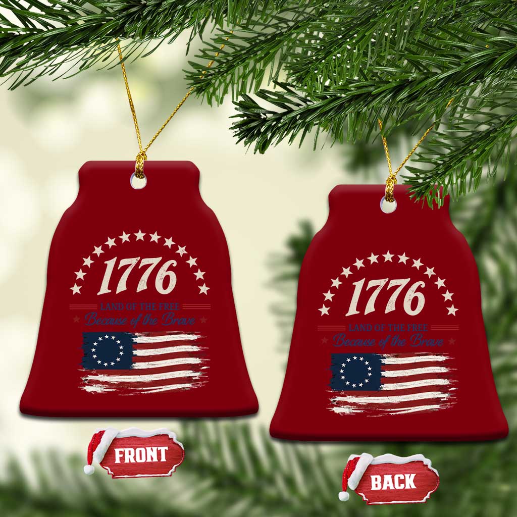 1776 Land of the Free Distressed Arch Graphic Ceramic Ornament Vintage Betsy Ross American Flag Stars Retro Patriotic
