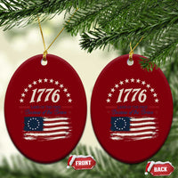 1776 Land of the Free Distressed Arch Graphic Ceramic Ornament Vintage Betsy Ross American Flag Stars Retro Patriotic