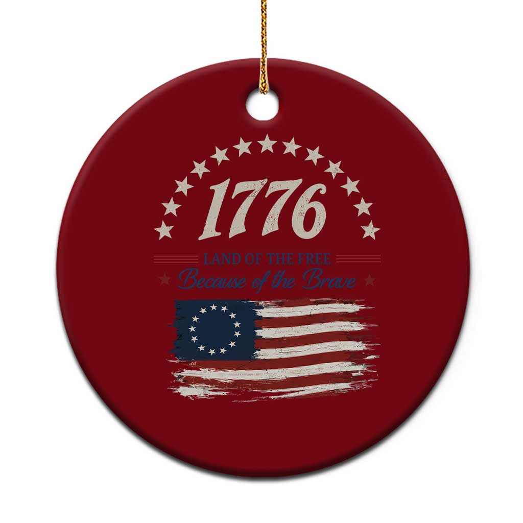 1776 Land of the Free Distressed Arch Graphic Ceramic Ornament Vintage Betsy Ross American Flag Stars Retro Patriotic