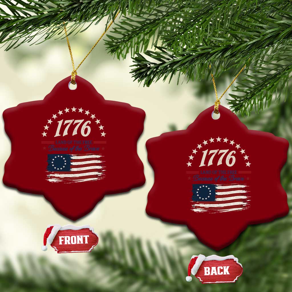 1776 Land of the Free Distressed Arch Graphic Ceramic Ornament Vintage Betsy Ross American Flag Stars Retro Patriotic