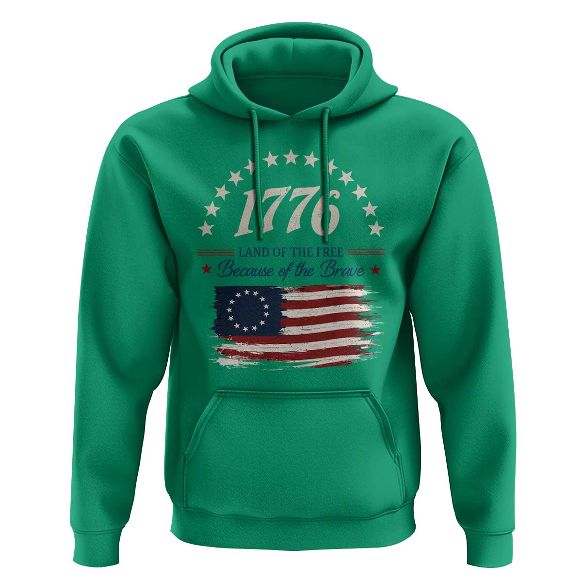 1776 Land of the Free Distressed Arch Graphic Hoodie Vintage Betsy Ross American Flag Stars Retro Patriotic