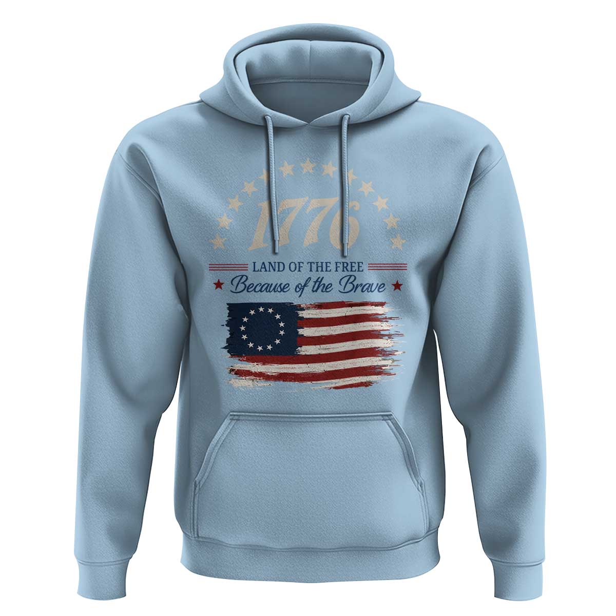 1776 Land of the Free Distressed Arch Graphic Hoodie Vintage Betsy Ross American Flag Stars Retro Patriotic