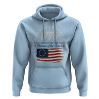 1776 Land of the Free Distressed Arch Graphic Hoodie Vintage Betsy Ross American Flag Stars Retro Patriotic