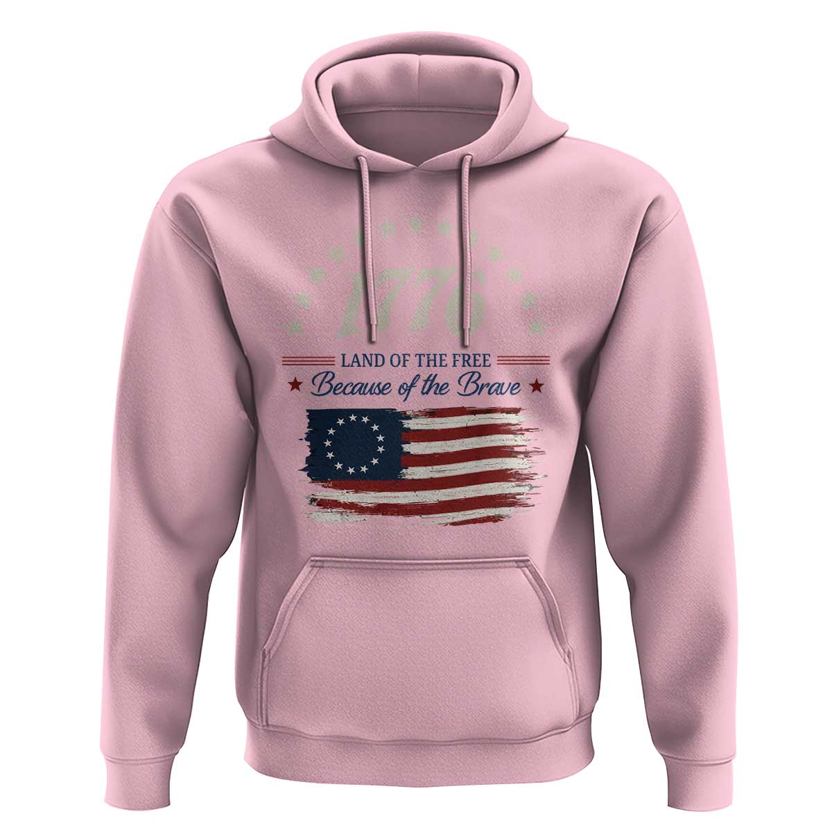 1776 Land of the Free Distressed Arch Graphic Hoodie Vintage Betsy Ross American Flag Stars Retro Patriotic