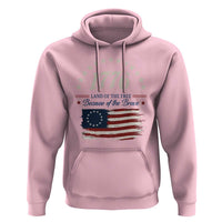 1776 Land of the Free Distressed Arch Graphic Hoodie Vintage Betsy Ross American Flag Stars Retro Patriotic
