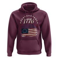 1776 Land of the Free Distressed Arch Graphic Hoodie Vintage Betsy Ross American Flag Stars Retro Patriotic
