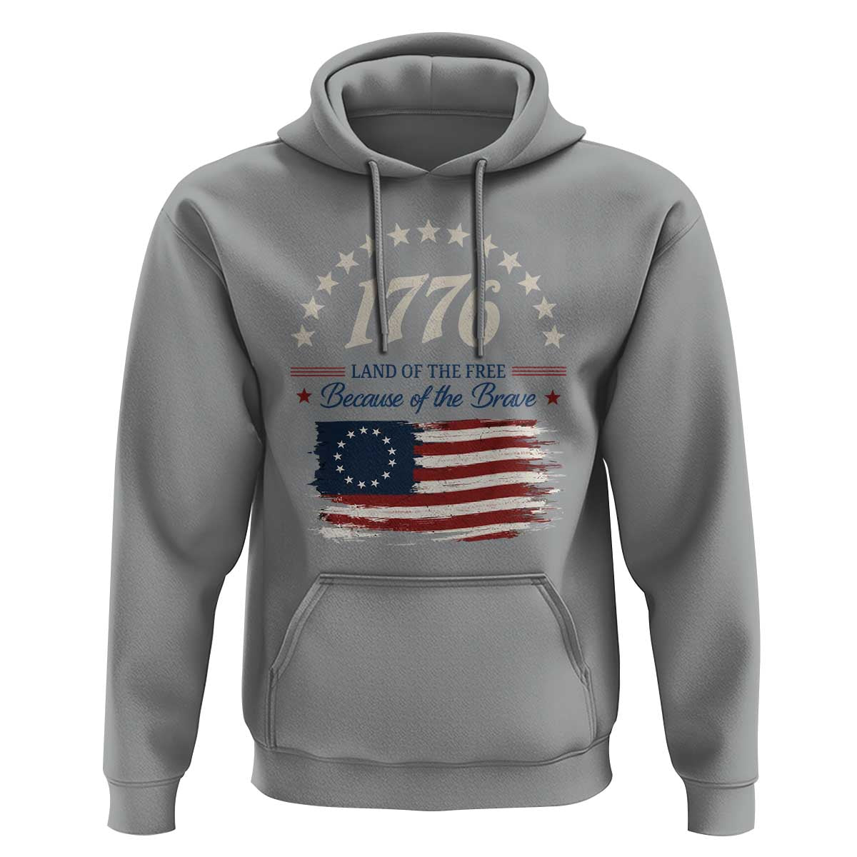 1776 Land of the Free Distressed Arch Graphic Hoodie Vintage Betsy Ross American Flag Stars Retro Patriotic