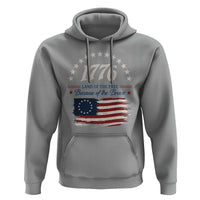 1776 Land of the Free Distressed Arch Graphic Hoodie Vintage Betsy Ross American Flag Stars Retro Patriotic
