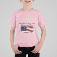 1776 Land of the Free Distressed Arch Graphic T Shirt For Kid Vintage Betsy Ross American Flag Stars Retro Patriotic