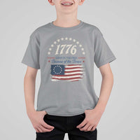 1776 Land of the Free Distressed Arch Graphic T Shirt For Kid Vintage Betsy Ross American Flag Stars Retro Patriotic