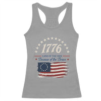 1776 Land of the Free Distressed Arch Graphic Racerback Tank Top Vintage Betsy Ross American Flag Stars Retro Patriotic