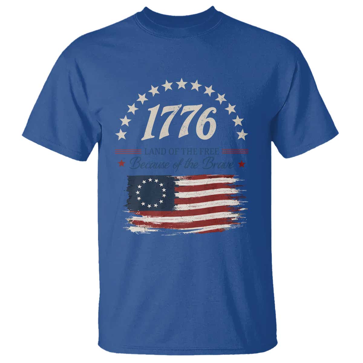 1776 Land of the Free Distressed Arch Graphic T Shirt Vintage Betsy Ross American Flag Stars Retro Patriotic