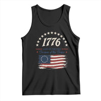 1776 Land of the Free Distressed Arch Graphic Tank Top Vintage Betsy Ross American Flag Stars Retro Patriotic