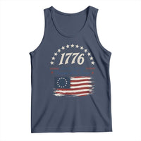 1776 Land of the Free Distressed Arch Graphic Tank Top Vintage Betsy Ross American Flag Stars Retro Patriotic