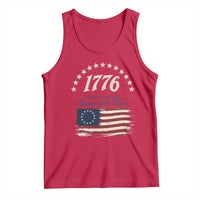 1776 Land of the Free Distressed Arch Graphic Tank Top Vintage Betsy Ross American Flag Stars Retro Patriotic