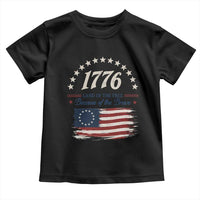 1776 Land of the Free Distressed Arch Graphic Toddler T Shirt Vintage Betsy Ross American Flag Stars Retro Patriotic