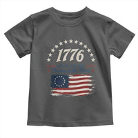 1776 Land of the Free Distressed Arch Graphic Toddler T Shirt Vintage Betsy Ross American Flag Stars Retro Patriotic