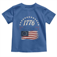 1776 Land of the Free Distressed Arch Graphic Toddler T Shirt Vintage Betsy Ross American Flag Stars Retro Patriotic