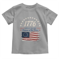 1776 Land of the Free Distressed Arch Graphic Toddler T Shirt Vintage Betsy Ross American Flag Stars Retro Patriotic